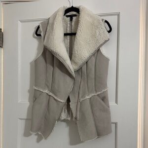 White House Black Market Gray Shearling Vest